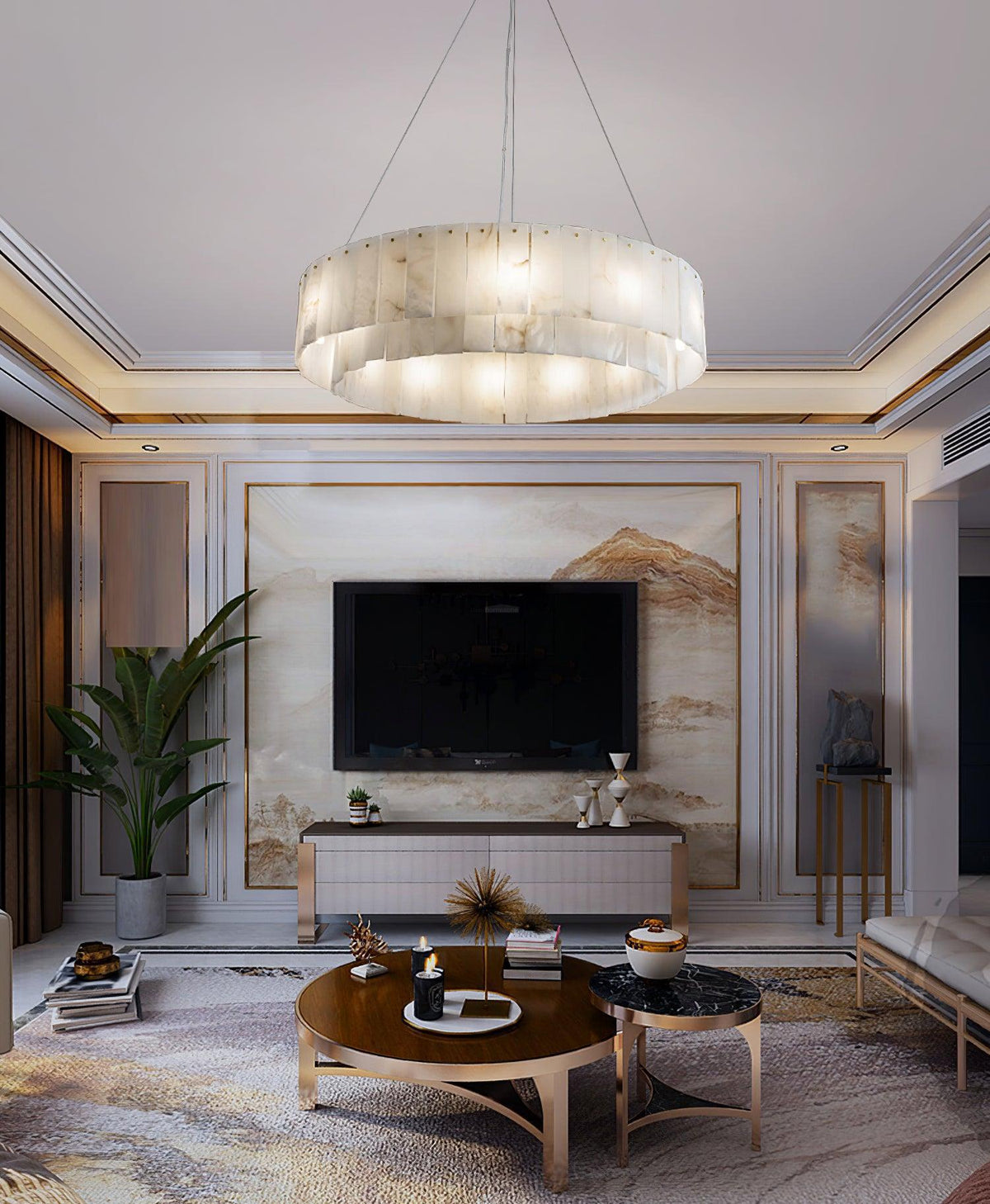 Rock Alabaster Chandelier 23.6" 31.4" - Zelno Lighting