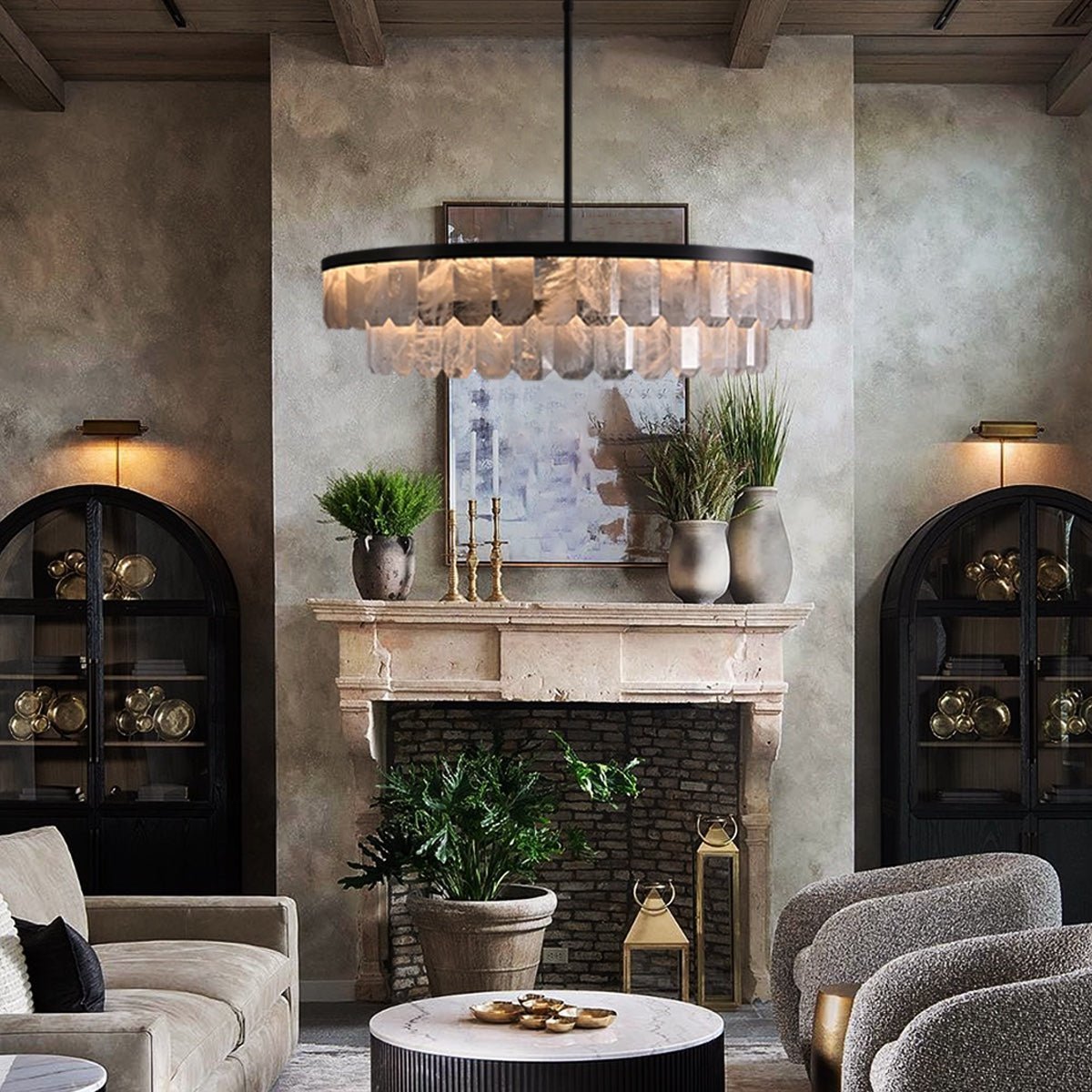 Rolantis Double Rock Crystal Chandelier - Zelno Lighting