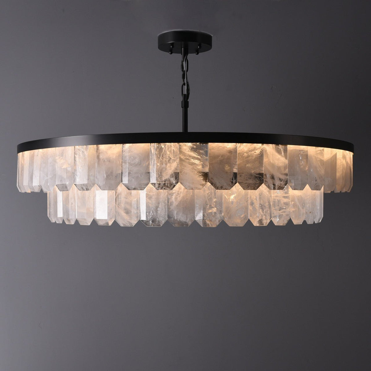 Rolantis Double Rock Crystal Chandelier - Zelno Lighting