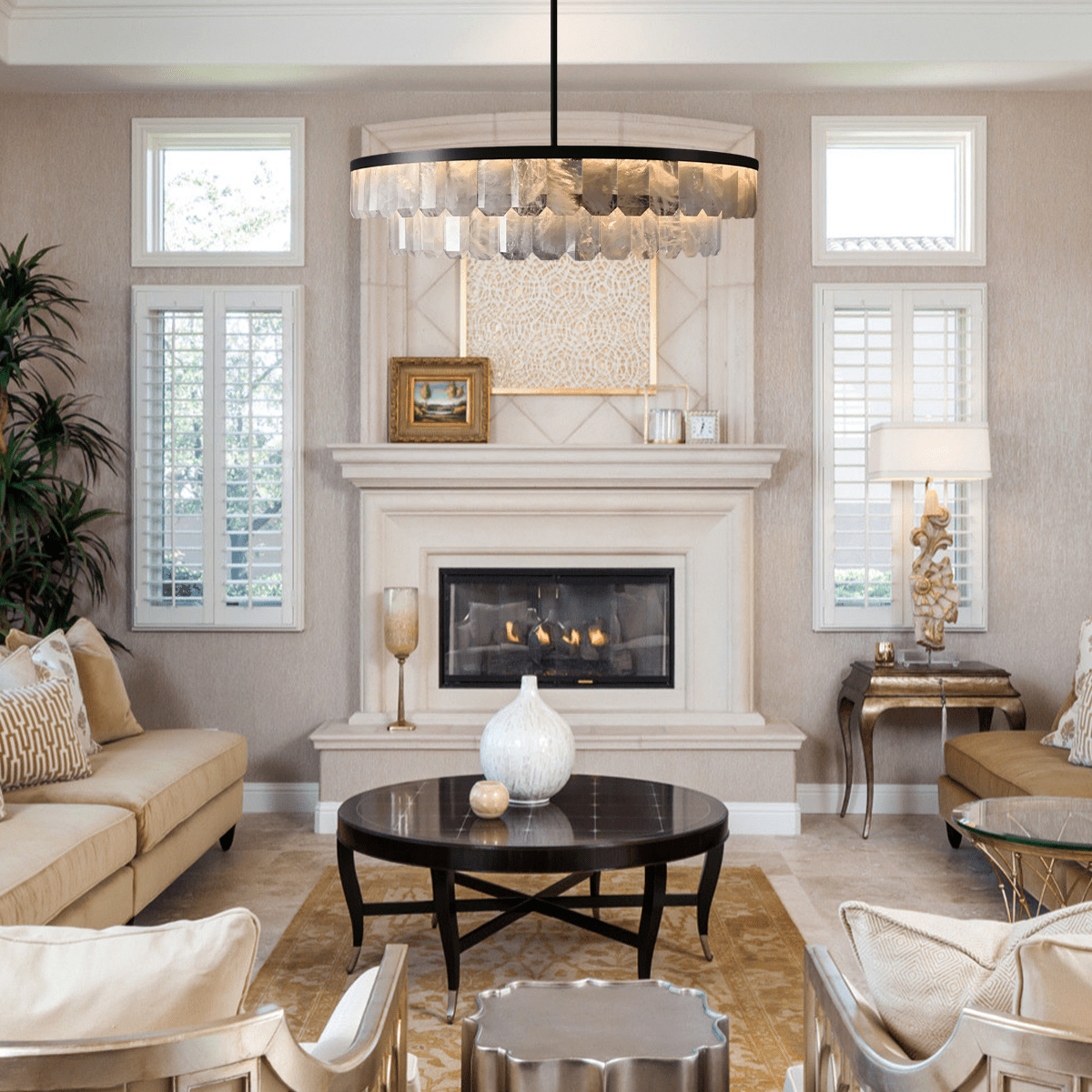 Rolantis Double Rock Crystal Chandelier - Zelno Lighting