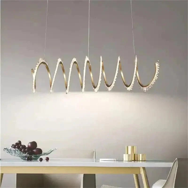 Rorie Modern Rock Crystal Spiral Chandelier, Island Chandelier - Zelno Lighting