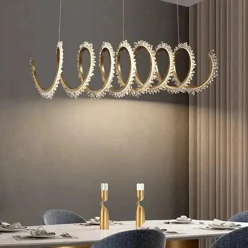 Rorie Modern Rock Crystal Spiral Chandelier, Island Chandelier - Zelno Lighting