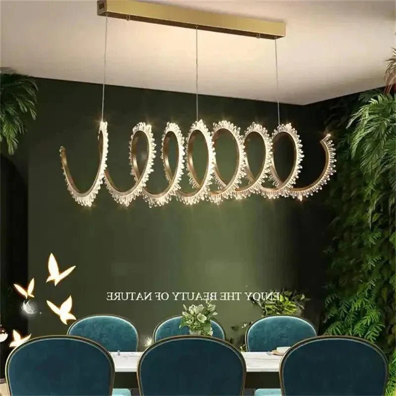 Rorie Modern Rock Crystal Spiral Chandelier, Island Chandelier - Zelno Lighting