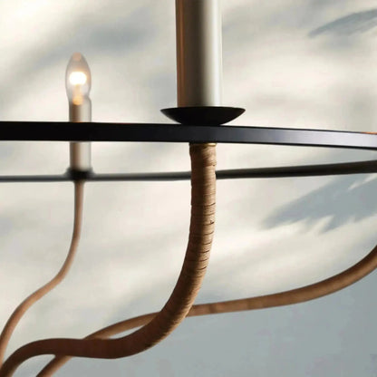 Rosalind Rattan Chandelier in Black - Zelno Lighting