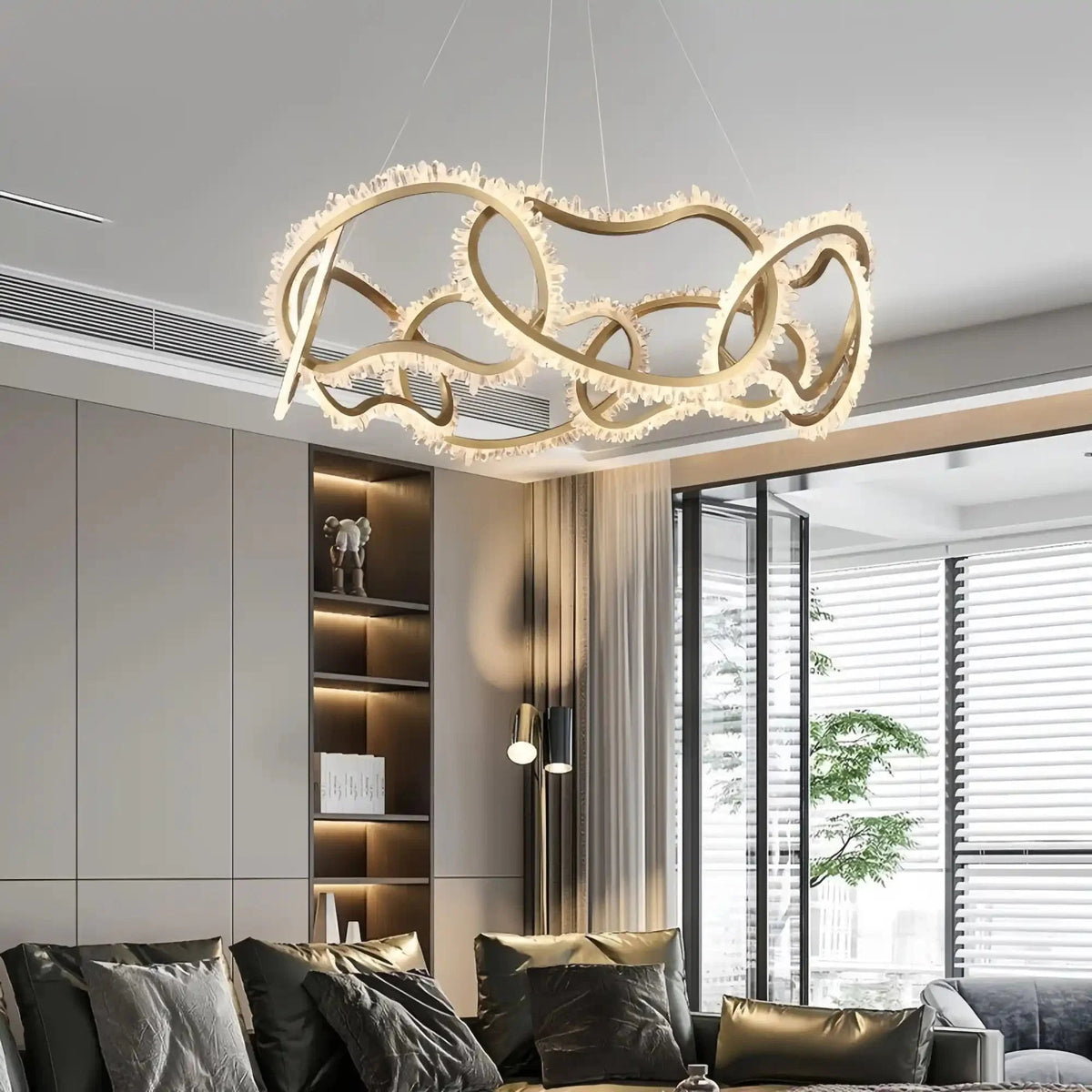 Rose Rock Crystal Multi-ring Chandelier Modern Chandelier Restaurant - Zelno Lighting
