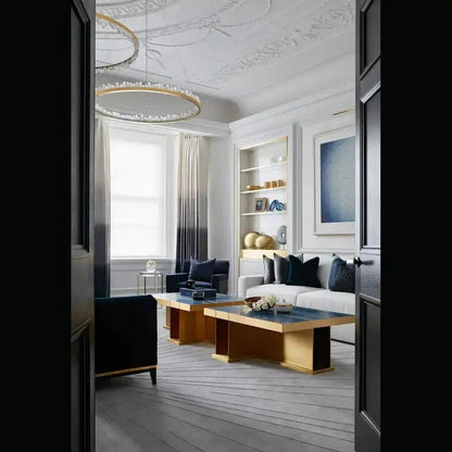 Round Modern Chandelier Brass & Clear Geode Quartz Crystal Hanging Light - Zelno Lighting