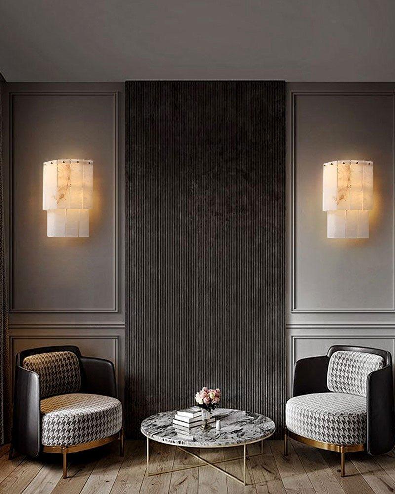 Round Tiered Alabaster Chandelier Lamp Black for Living Room, Bedroom, Dining Room - Zelno Lighting