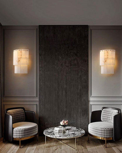 Round Tiered Alabaster Chandelier Lamp Black for Living Room, Bedroom, Dining Room - Zelno Lighting