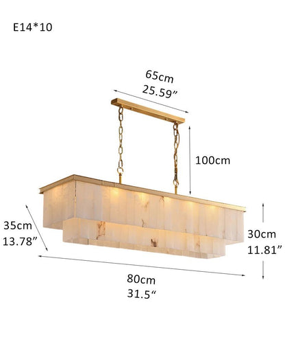 Round Tiered Alabaster Chandelier Lamp Black for Living Room, Bedroom, Dining Room - Zelno Lighting