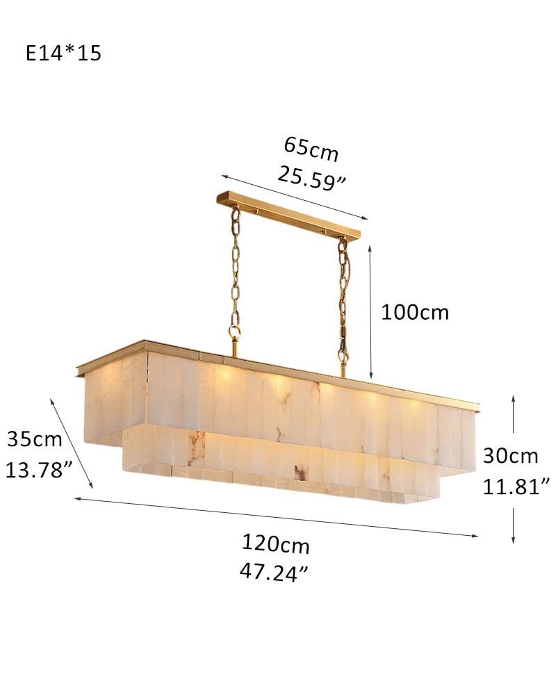 Round Tiered Alabaster Chandelier Lamp Black for Living Room, Bedroom, Dining Room - Zelno Lighting