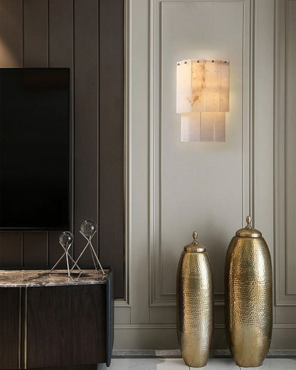 Round Tiered Alabaster Chandelier Lamp Black for Living Room, Bedroom, Dining Room - Zelno Lighting