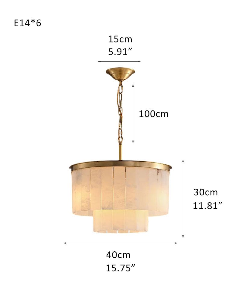 Round Tiered Alabaster Chandelier Lamp Black for Living Room, Bedroom, Dining Room - Zelno Lighting