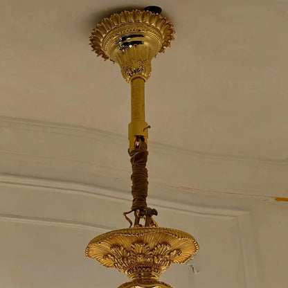 Royal Versailles Malachite Inlay Gilded Brass Candles Chandelier - Zelno Lighting