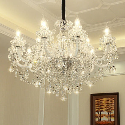 Rustic Antique European Candle Crystal Chandelier Popular Farmhouse Ceiling Light Fixture For Living Room - Zelno Lighting