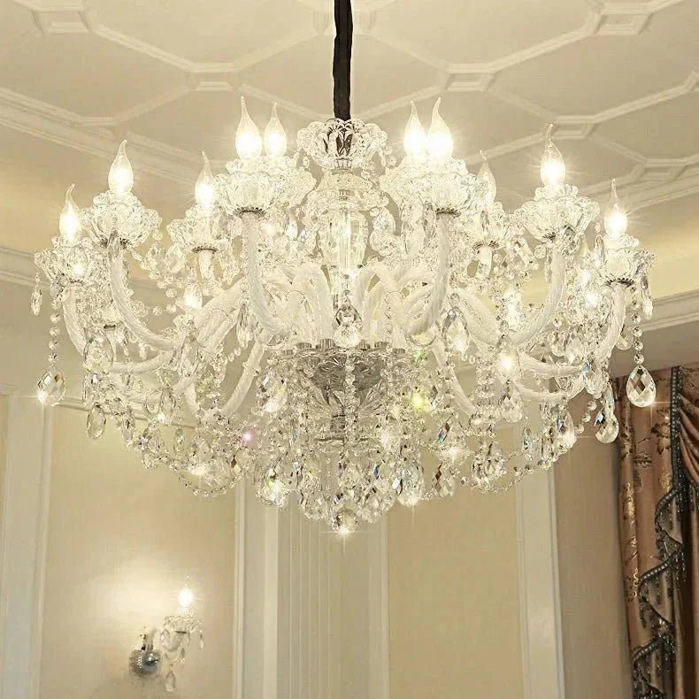 Rustic Antique European Candle Crystal Chandelier Popular Farmhouse Ceiling Light Fixture For Living Room - Zelno Lighting