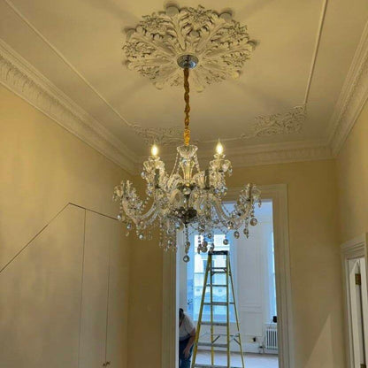 Rustic Antique European Candle Crystal Chandelier Popular Farmhouse Ceiling Light Fixture For Living Room - Zelno Lighting