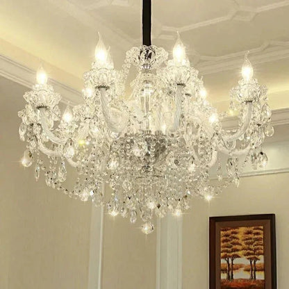 Rustic Antique European Candle Crystal Chandelier Popular Farmhouse Ceiling Light Fixture For Living Room - Zelno Lighting