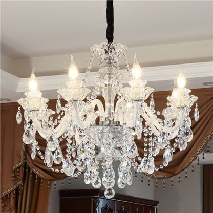Rustic Antique European Candle Crystal Chandelier Popular Farmhouse Ceiling Light Fixture For Living Room - Zelno Lighting