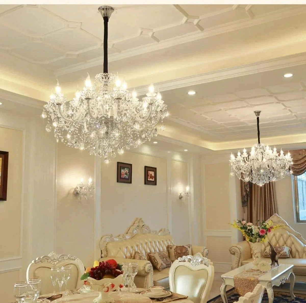 Rustic Antique European Candle Crystal Chandelier Popular Farmhouse Ceiling Light Fixture For Living Room - Zelno Lighting