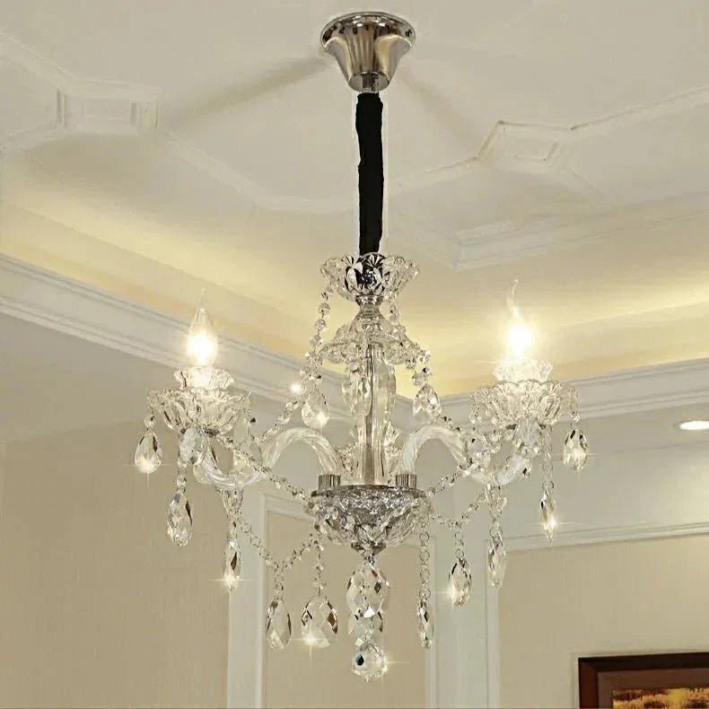 Rustic Antique European Candle Crystal Chandelier Popular Farmhouse Ceiling Light Fixture For Living Room - Zelno Lighting