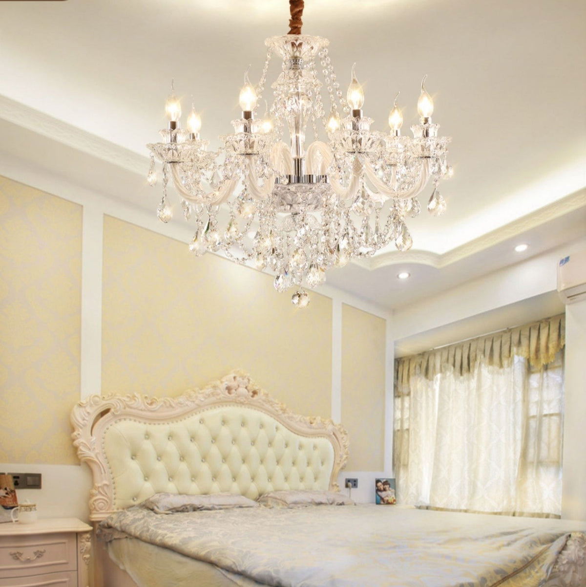 Rustic Antique European Candle Crystal Chandelier Popular Farmhouse Ceiling Light Fixture For Living Room - Zelno Lighting