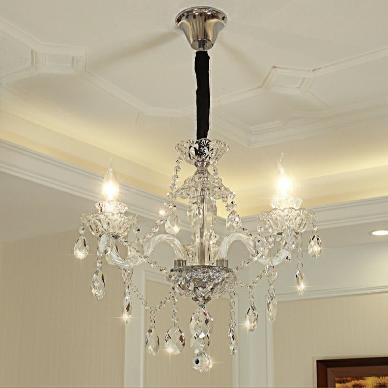 Rustic Antique European Candle Crystal Chandelier Popular Farmhouse Ceiling Light Fixture For Living Room - Zelno Lighting