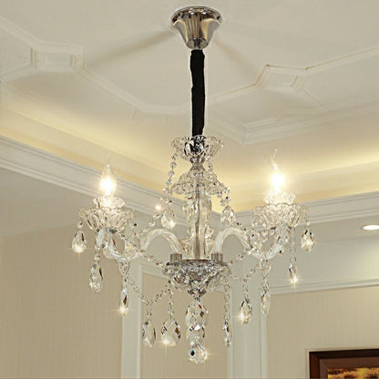 Rustic Antique European Candle Crystal Chandelier Popular Farmhouse Ceiling Light Fixture For Living Room - Zelno Lighting