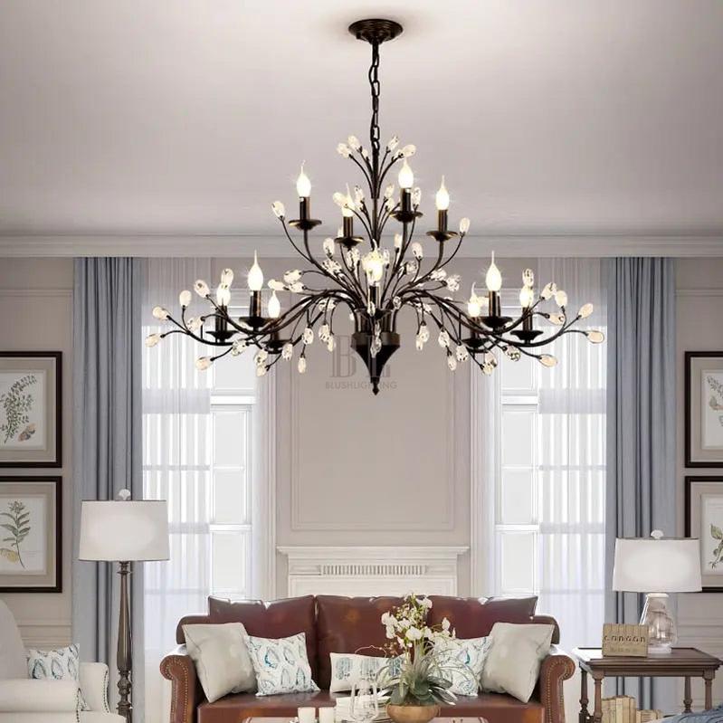 Rustic Wrought Iron Chandeliers 12 Lights - Zelno Lighting