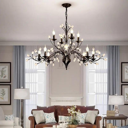 Rustic Wrought Iron Chandeliers 12 Lights - Zelno Lighting