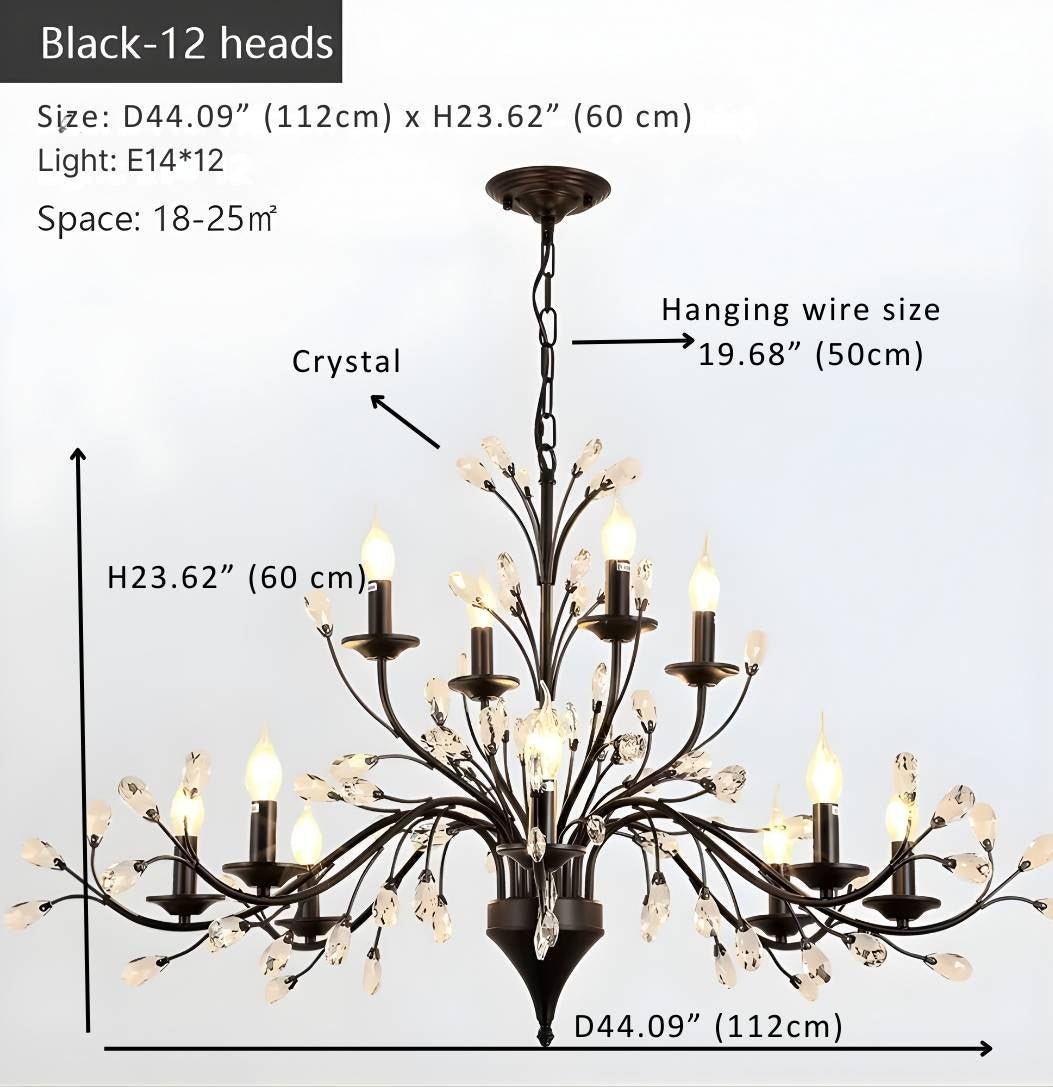 Rustic Wrought Iron Chandeliers 12 Lights - Zelno Lighting
