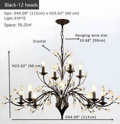 Rustic Wrought Iron Chandeliers 12 Lights - Zelno Lighting