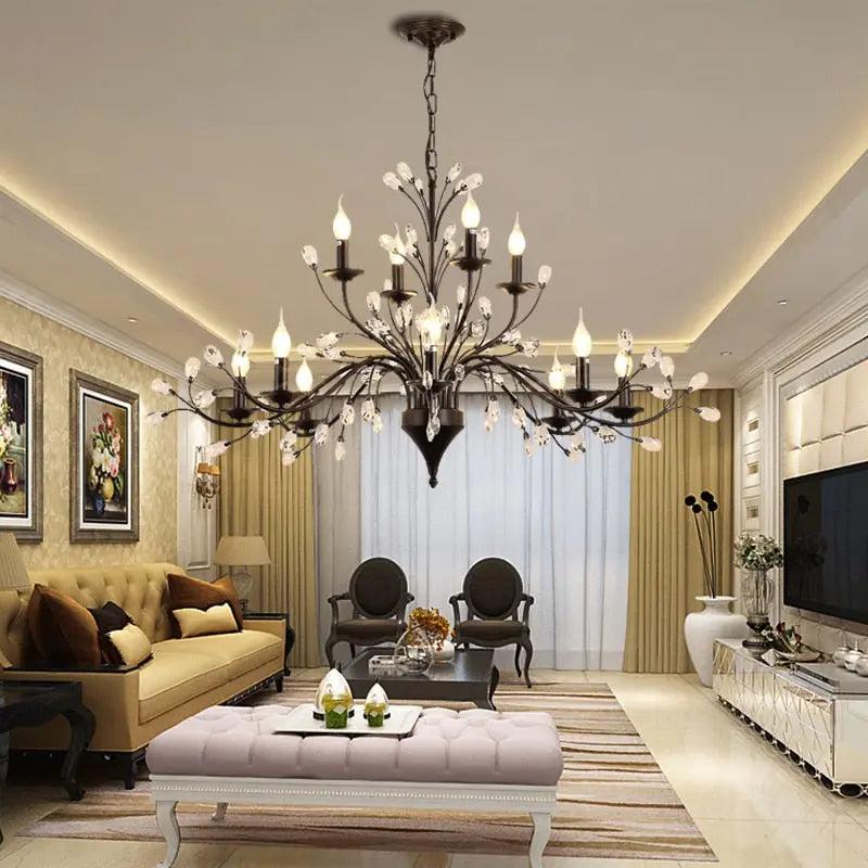 Rustic Wrought Iron Chandeliers 12 Lights - Zelno Lighting