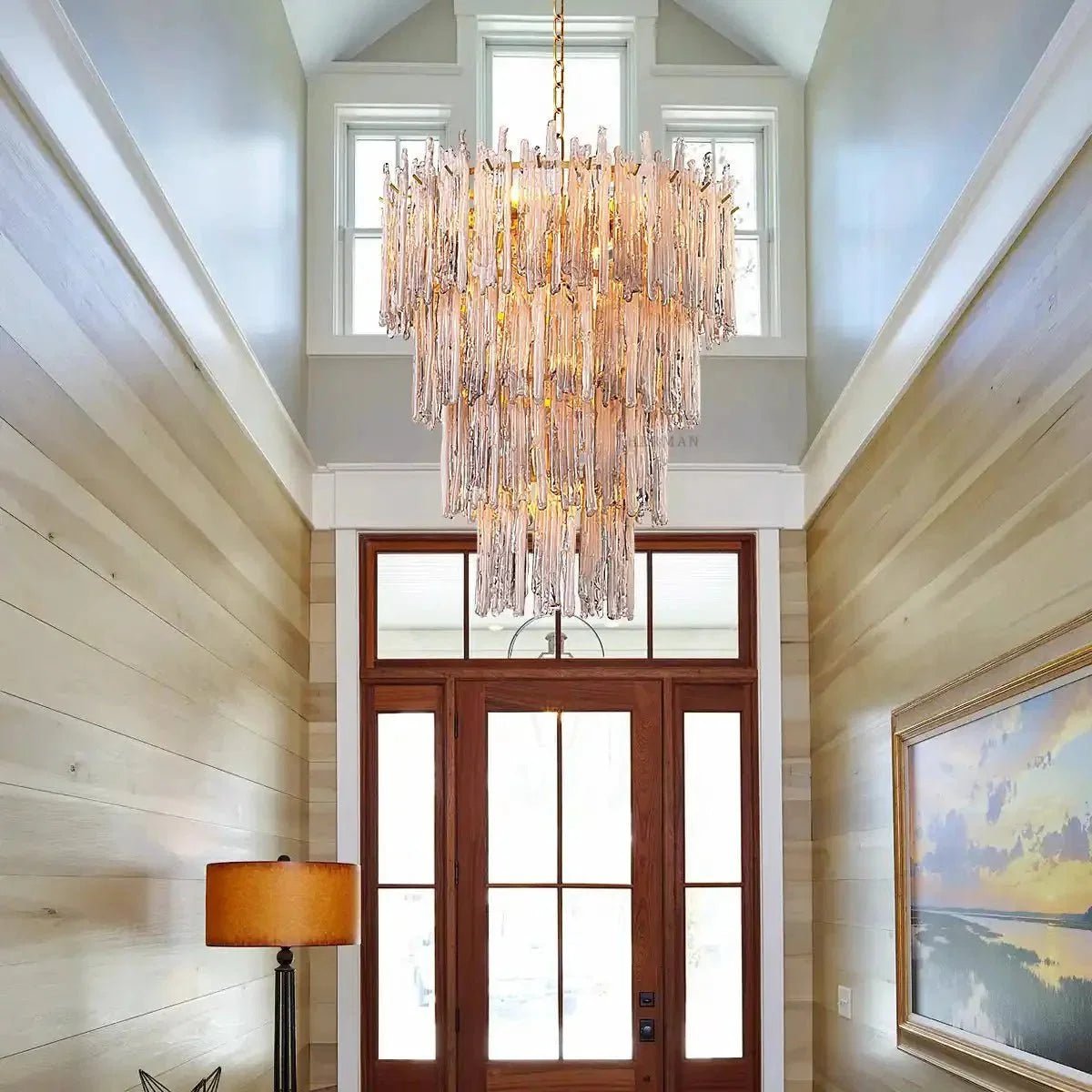 Saint Roch Modern Glass Chandelier Brass & Glass - Zelno Lighting