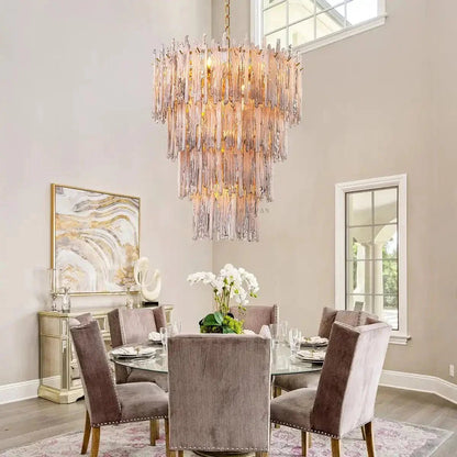 Saint Roch Modern Glass Chandelier Brass & Glass - Zelno Lighting