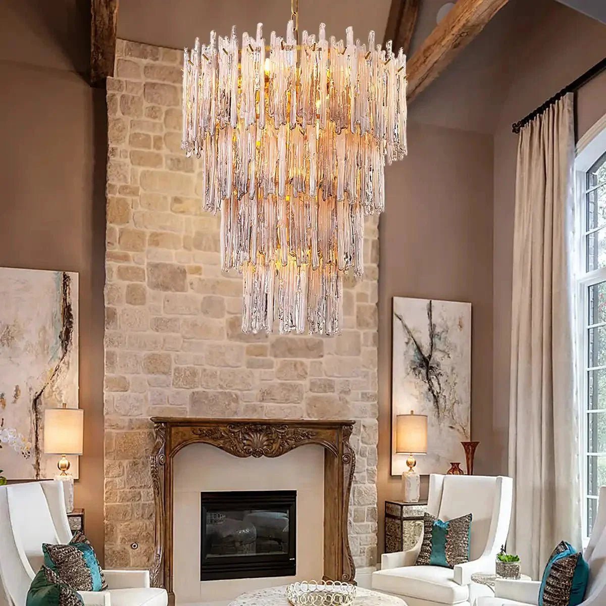 Saint Roch Modern Glass Chandelier Brass & Glass - Zelno Lighting