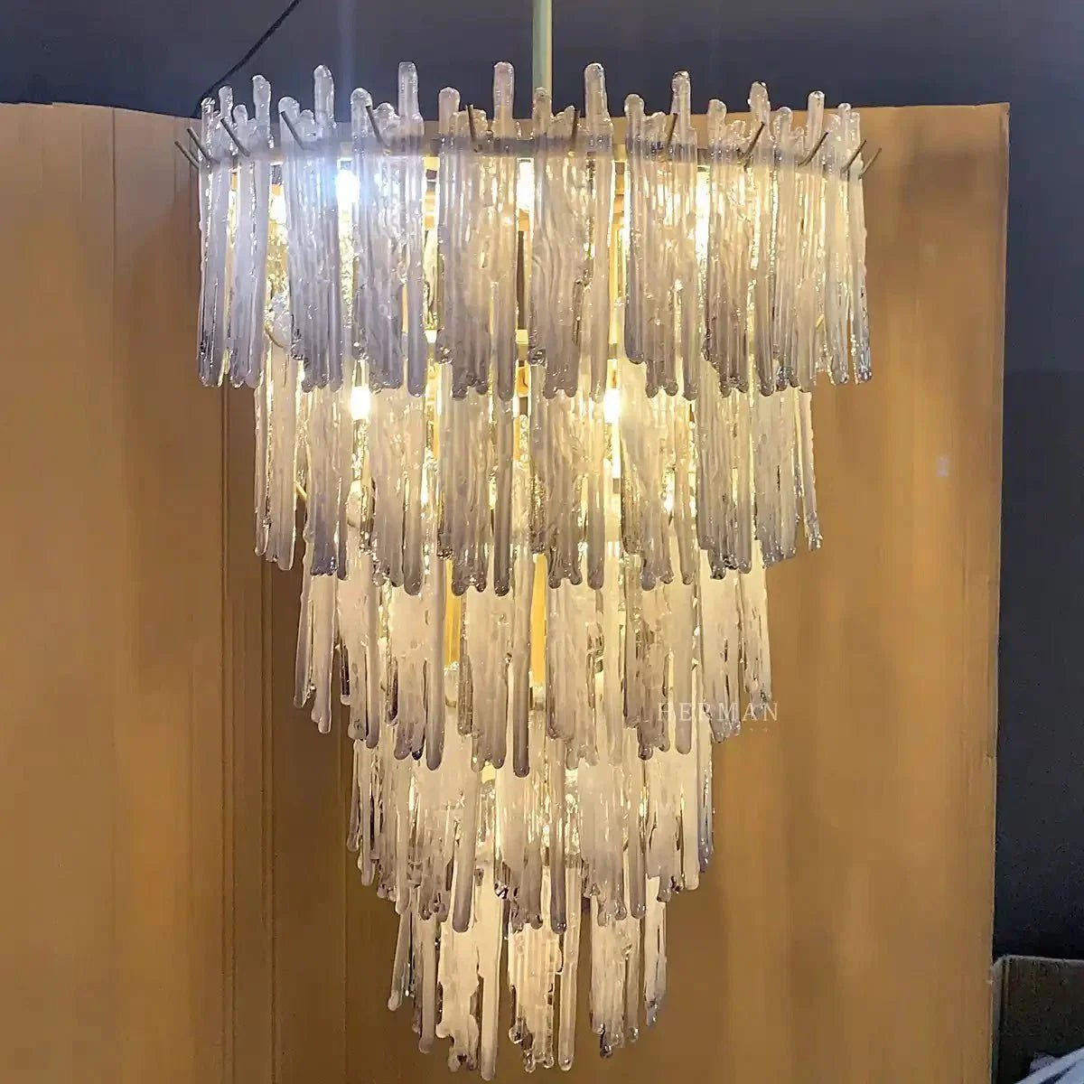 Saint Roch Modern Glass Chandelier Brass & Glass - Zelno Lighting