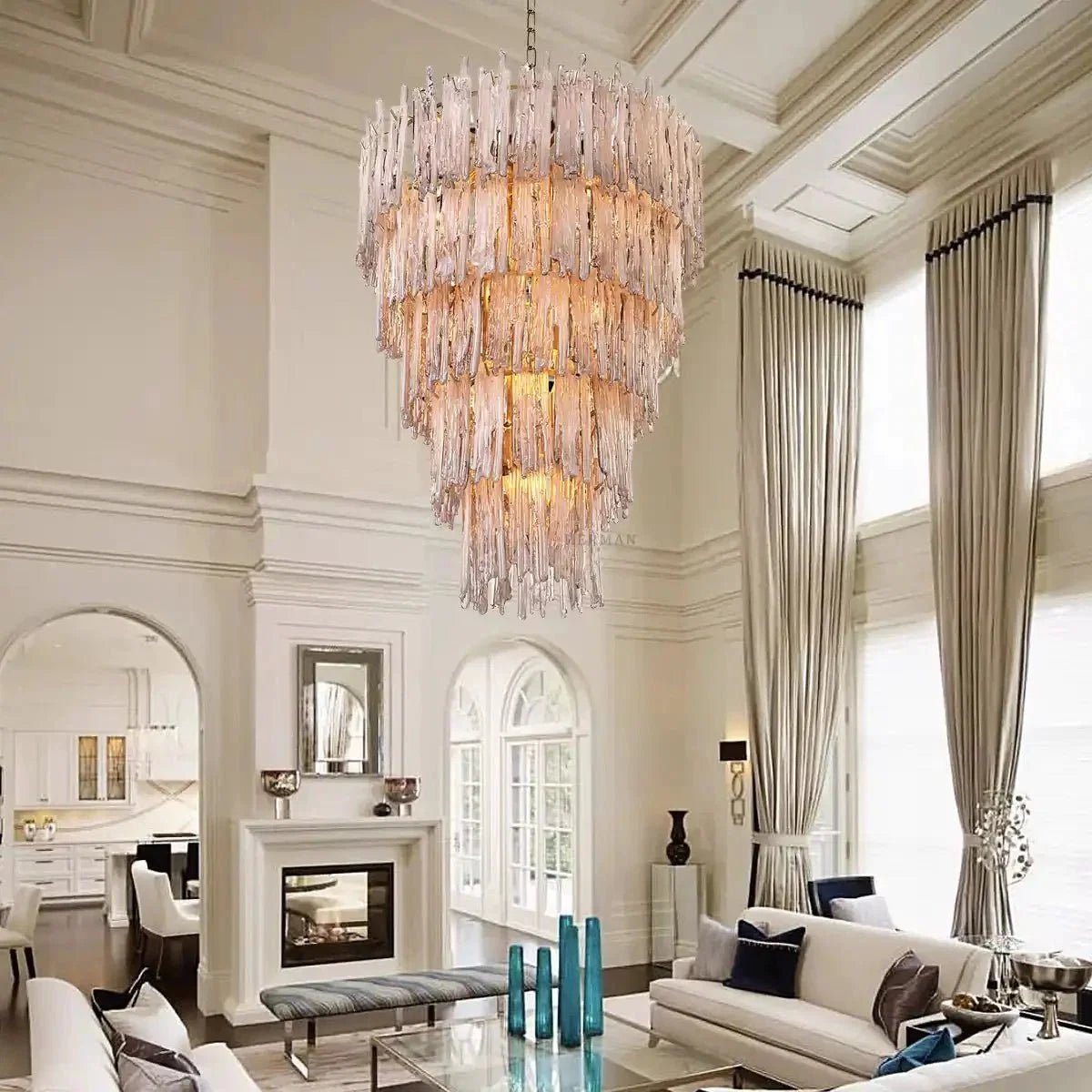 Saint Roch Modern Glass Chandelier Brass & Glass - Zelno Lighting