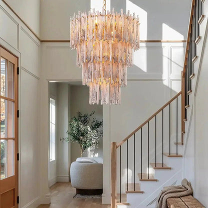 Saint Roch Modern Glass Chandelier Brass & Glass - Zelno Lighting