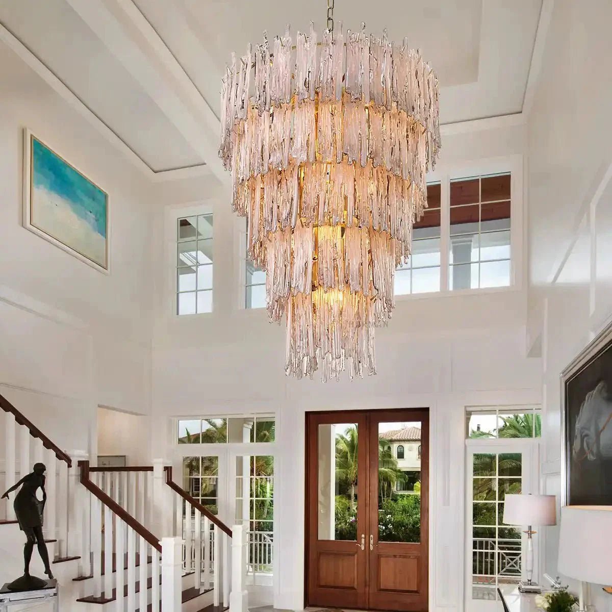 Saint Roch Modern Glass Chandelier Brass & Glass - Zelno Lighting
