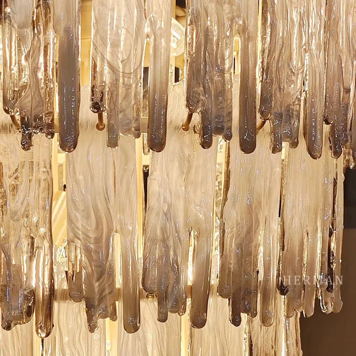 Saint Roch Modern Glass Chandelier Brass & Glass - Zelno Lighting