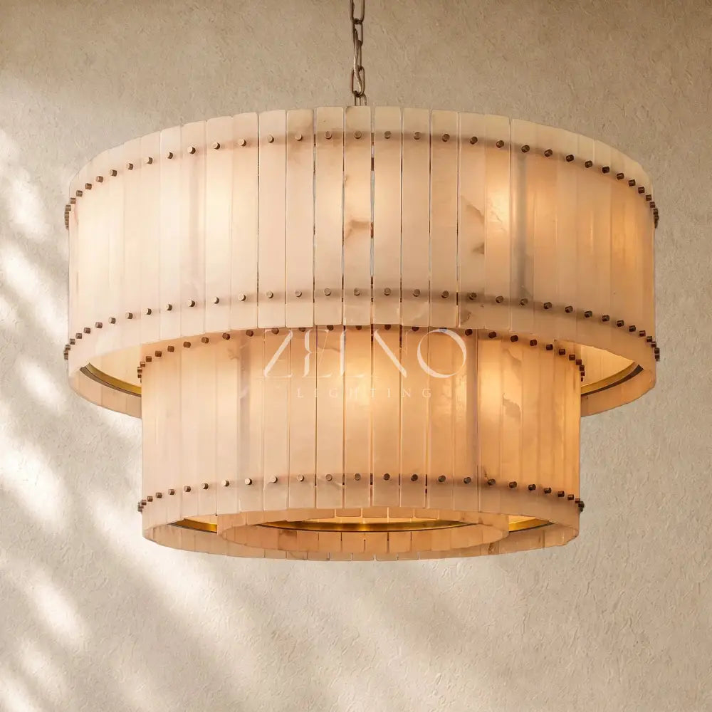 San Marcon Alabaster Two-Tier Round Chandelier - Zelno