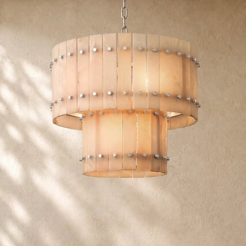 San Marcon Alabaster Two-Tier Round Chandelier - Zelno