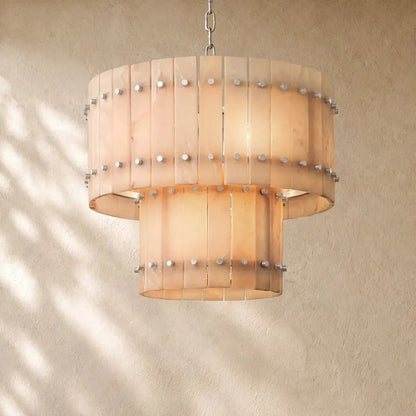 San Marcon Alabaster Two-Tier Round Chandelier - Zelno