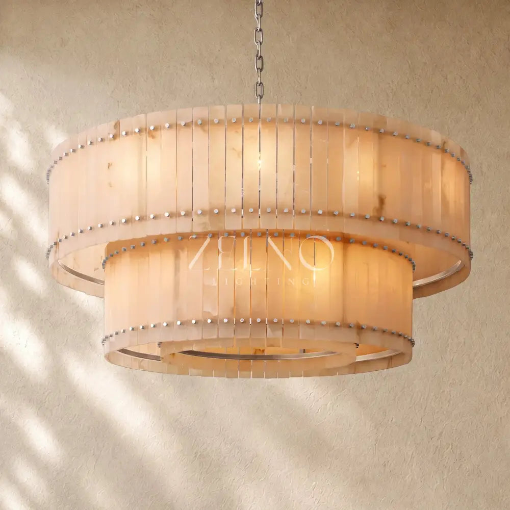San Marcon Alabaster Two-Tier Round Chandelier - Zelno
