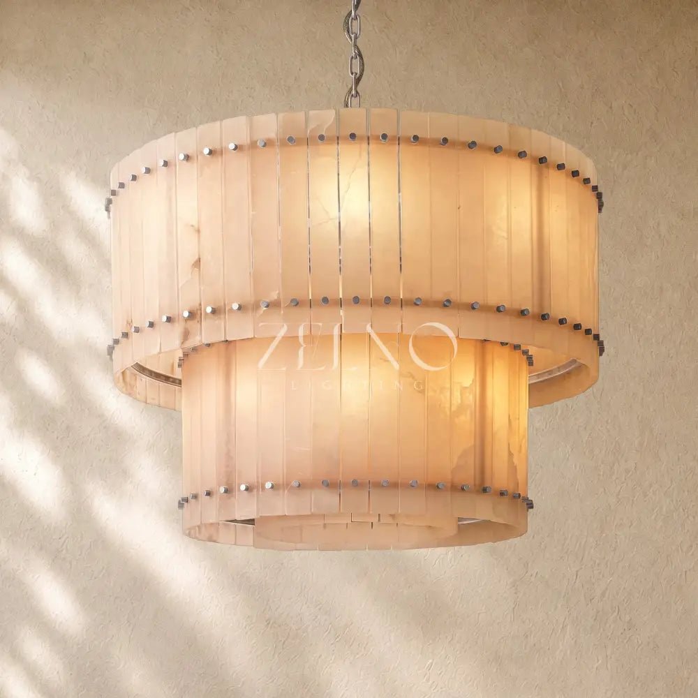 San Marcon Alabaster Two-Tier Round Chandelier - Zelno