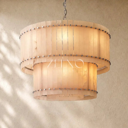 San Marcon Alabaster Two-Tier Round Chandelier - Zelno