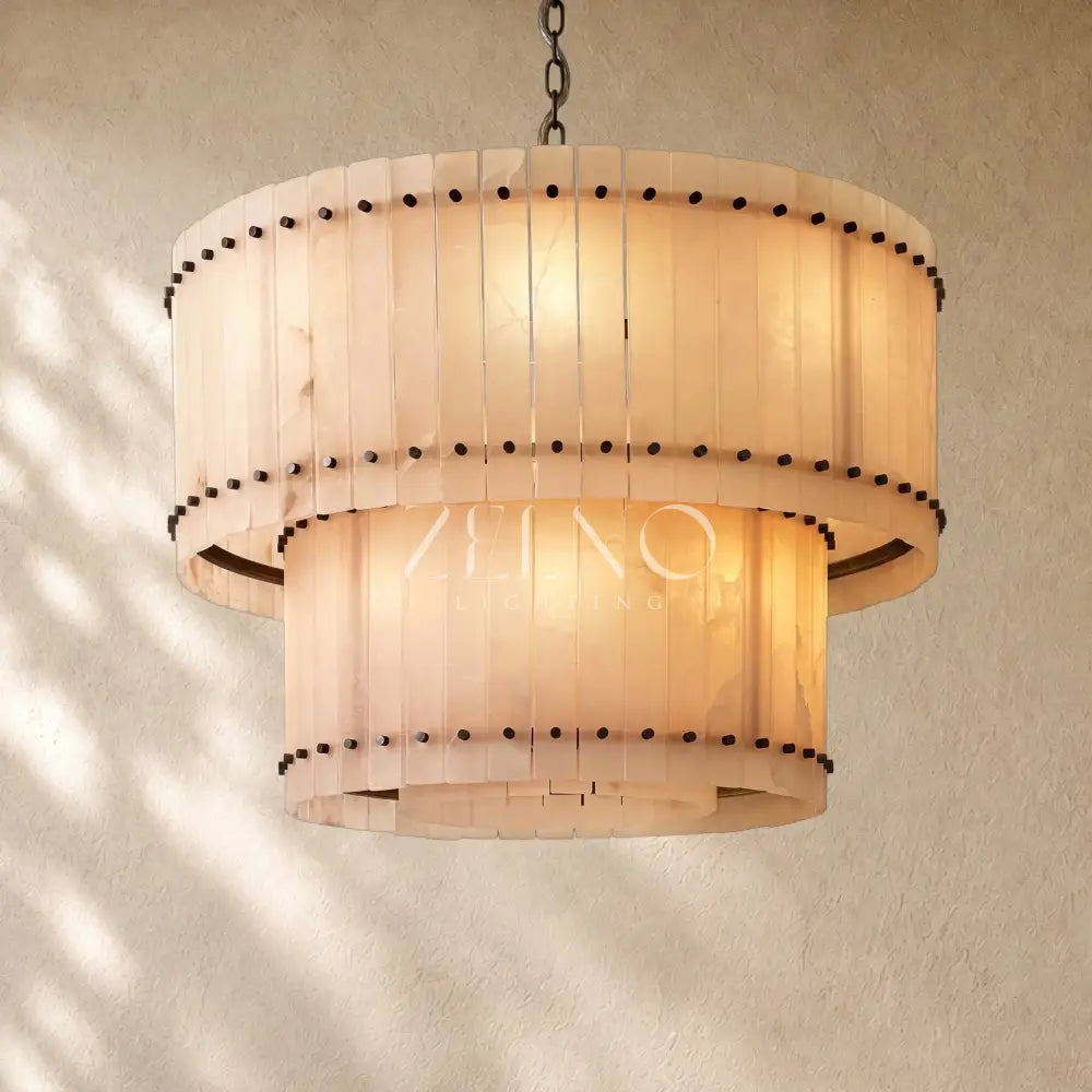 San Marcon Alabaster Two-Tier Round Chandelier - Zelno