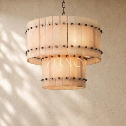 San Marcon Alabaster Two-Tier Round Chandelier - Zelno