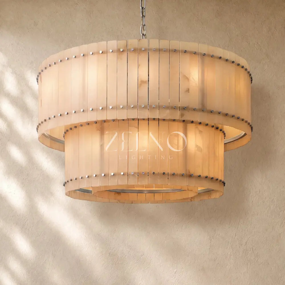 San Marcon Alabaster Two-Tier Round Chandelier - Zelno