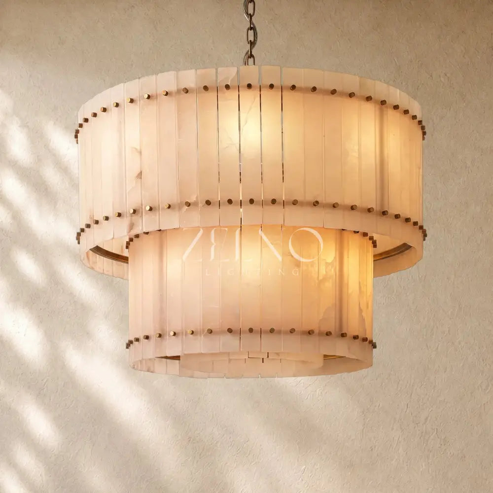 San Marcon Alabaster Two-Tier Round Chandelier - Zelno